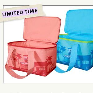 TRADER JOE'S MINI INSULATED BAGS - LIITED EDITION SET OF 2 (PEACH & BLUE)